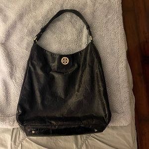 Authentic Tory Burch Black leather Dena Hobo bag.